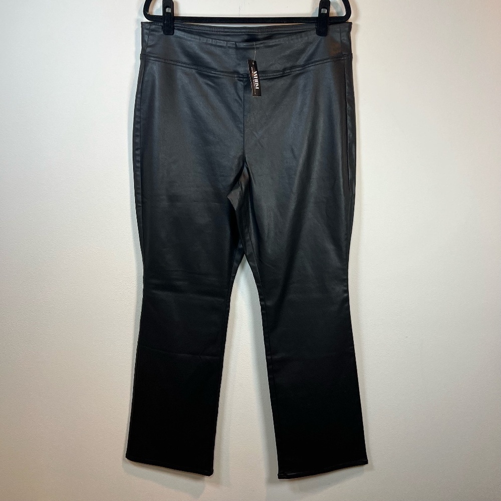 White House Black Market Curvy High Rise Flare Pants  Vegas Coated Black  NEW 16